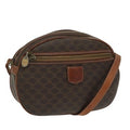 CELINE Macadam Canvas Shoulder Bag PVC Leather Brown Gold Auth bs19763