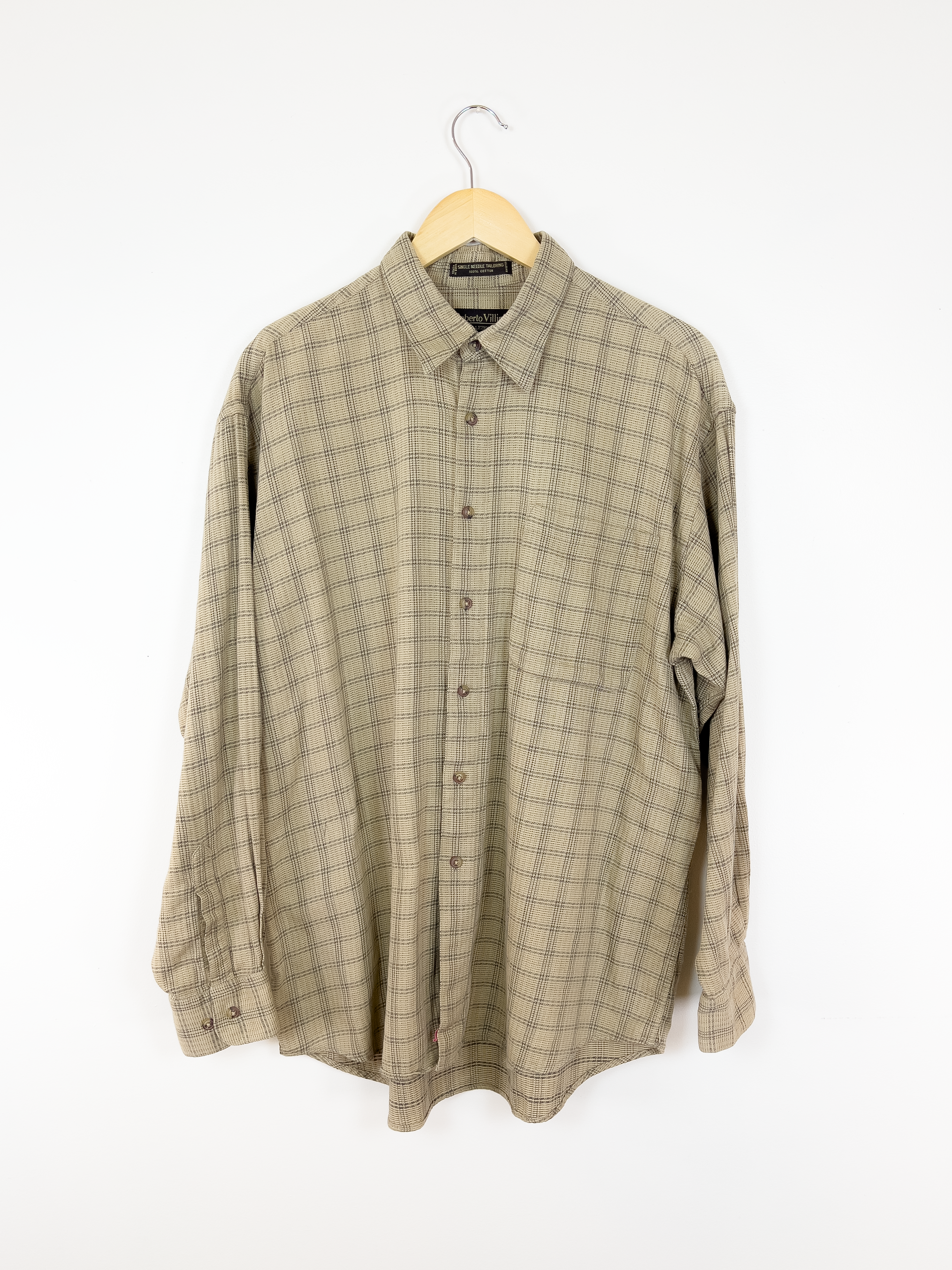 Tan Plaid Button-up