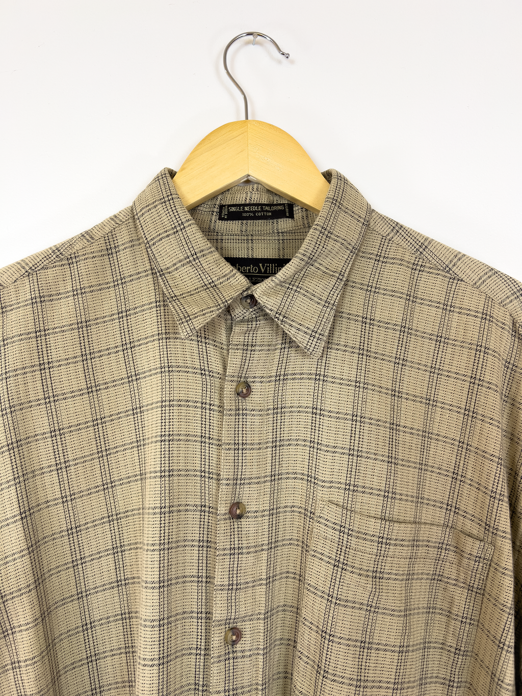 Tan Plaid Button-up