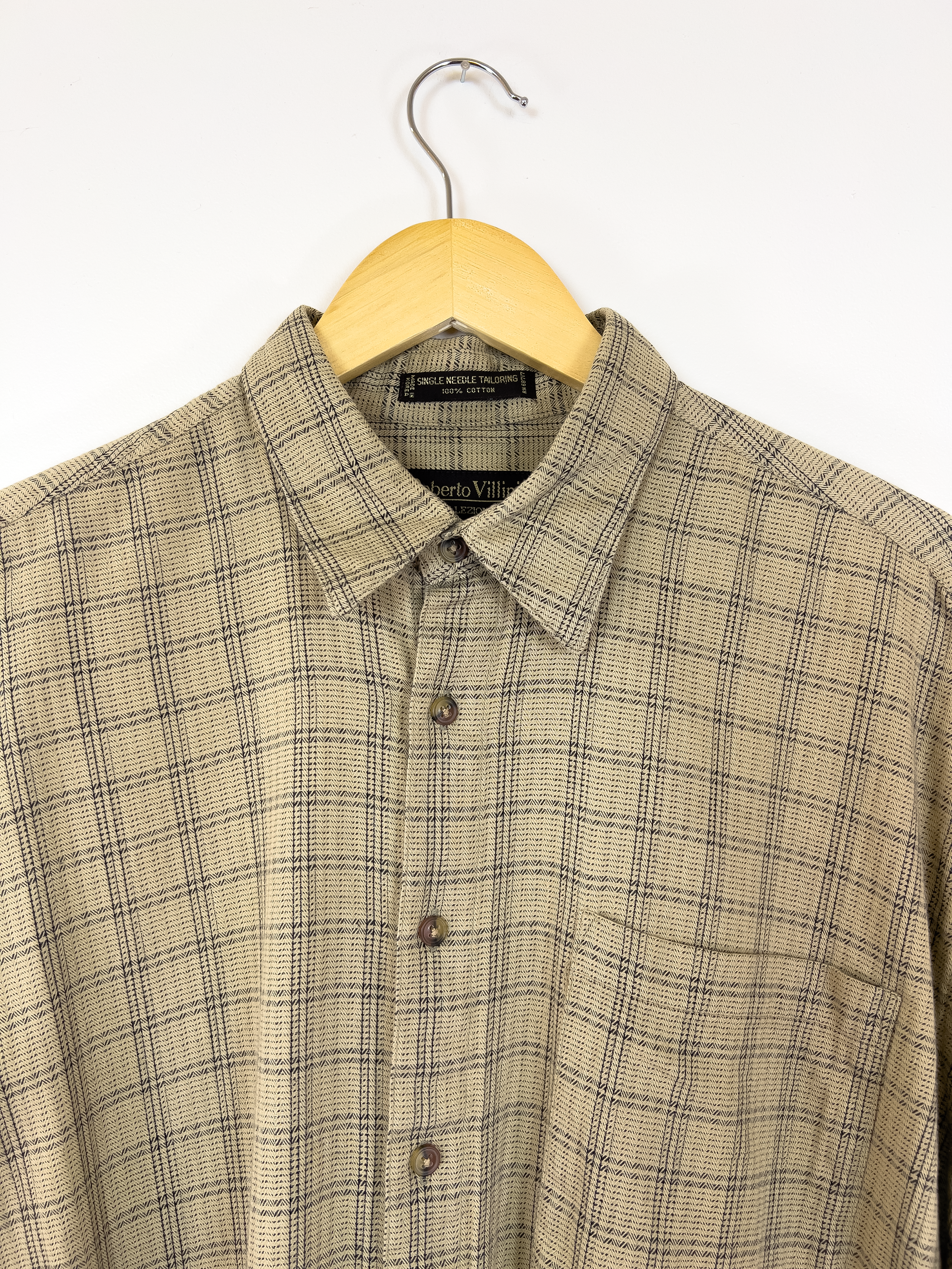 Tan Plaid Button-up
