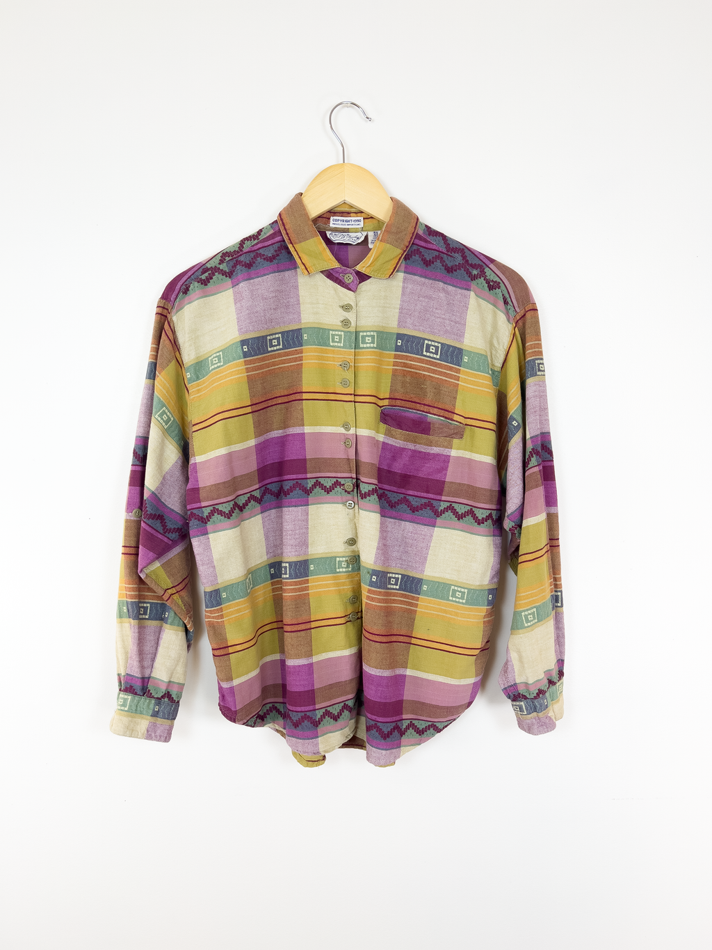 Yellow and Purple Patterned Shirt