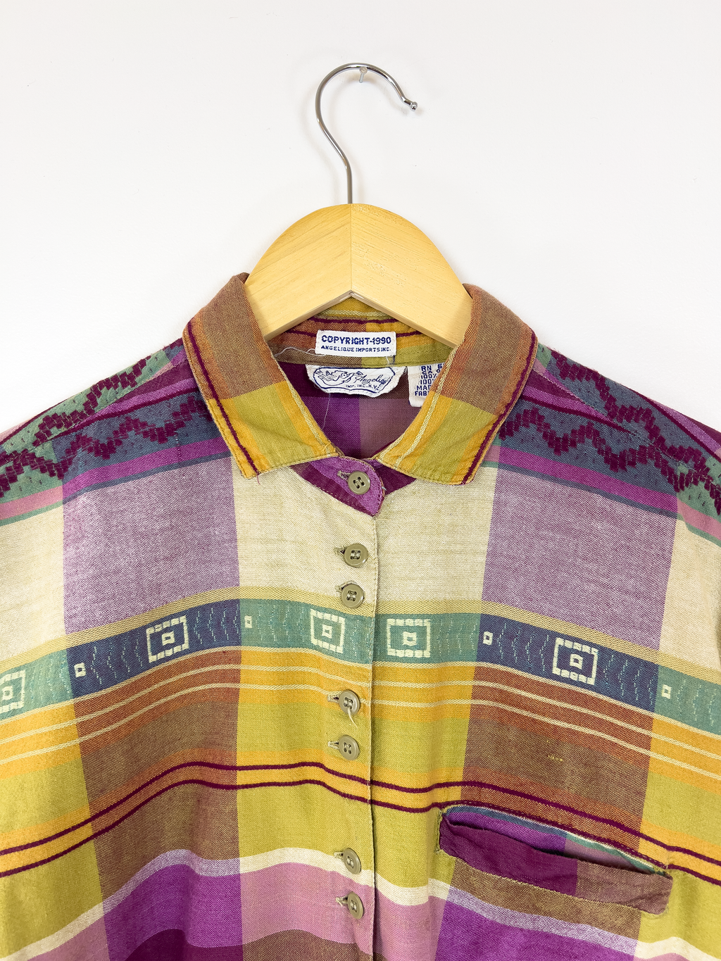 Yellow and Purple Patterned Shirt