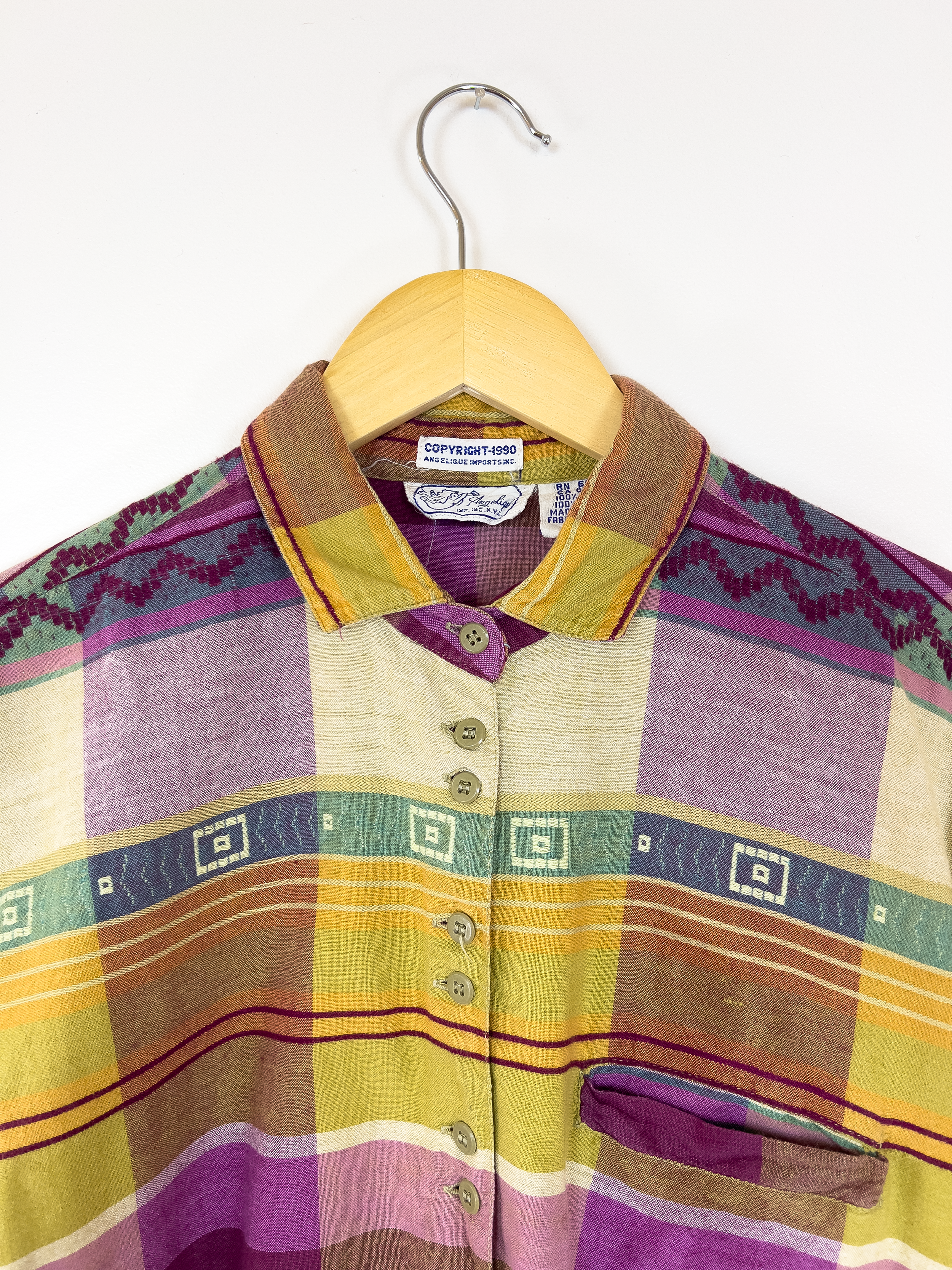 Yellow and Purple Patterned Shirt