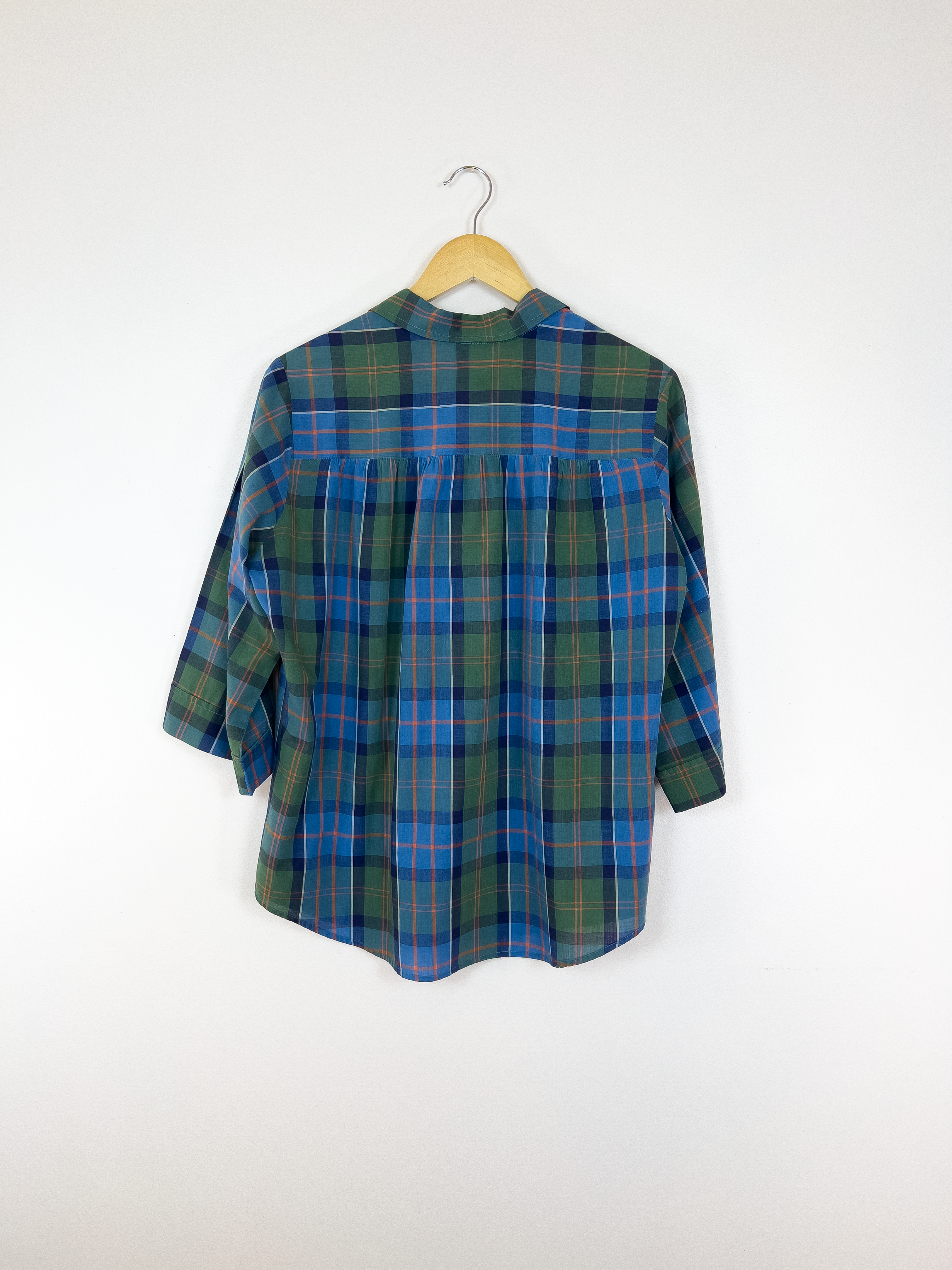 Blue and Green Plaid Popover Shirt
