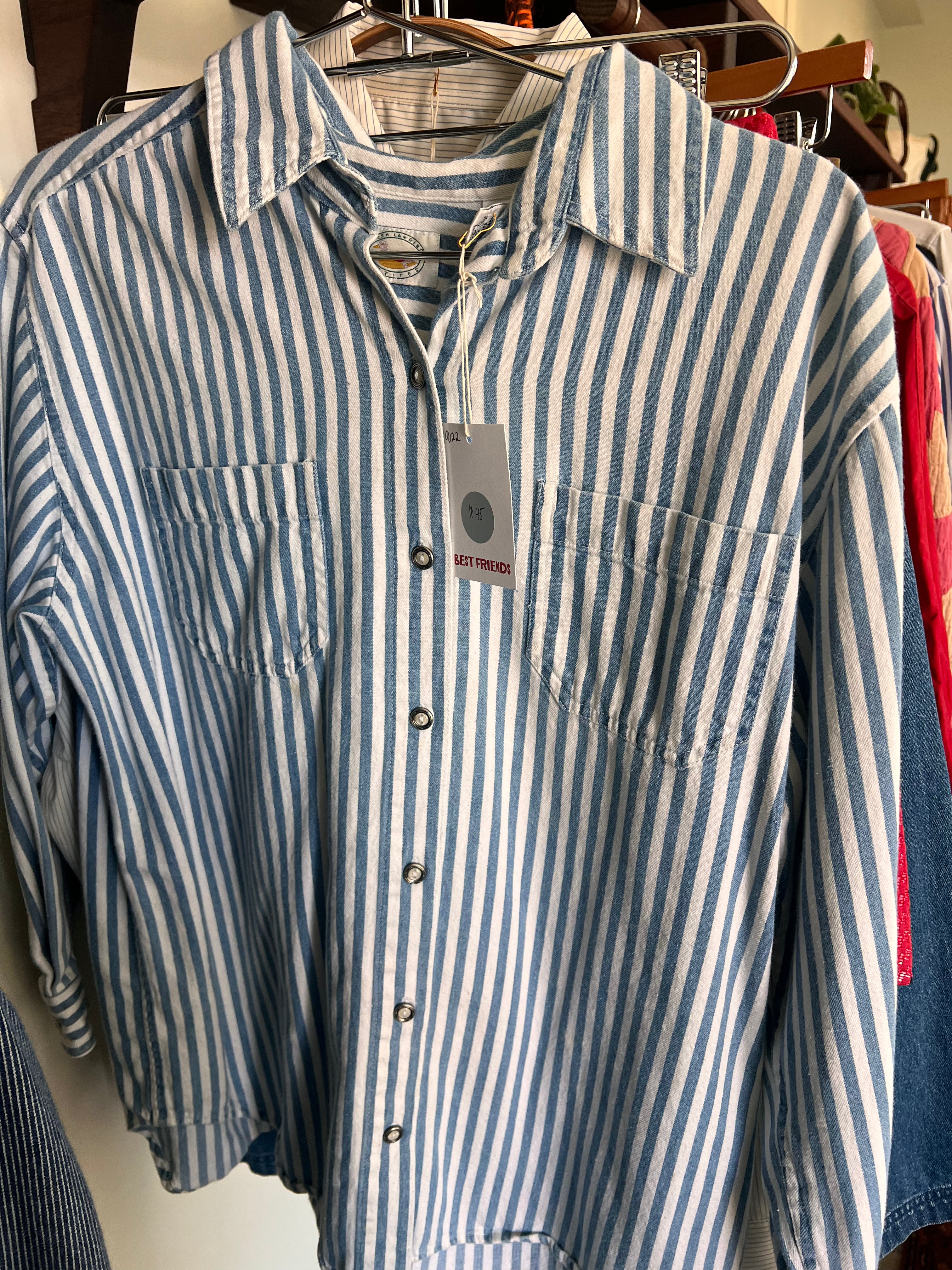 March landing stripe button down
