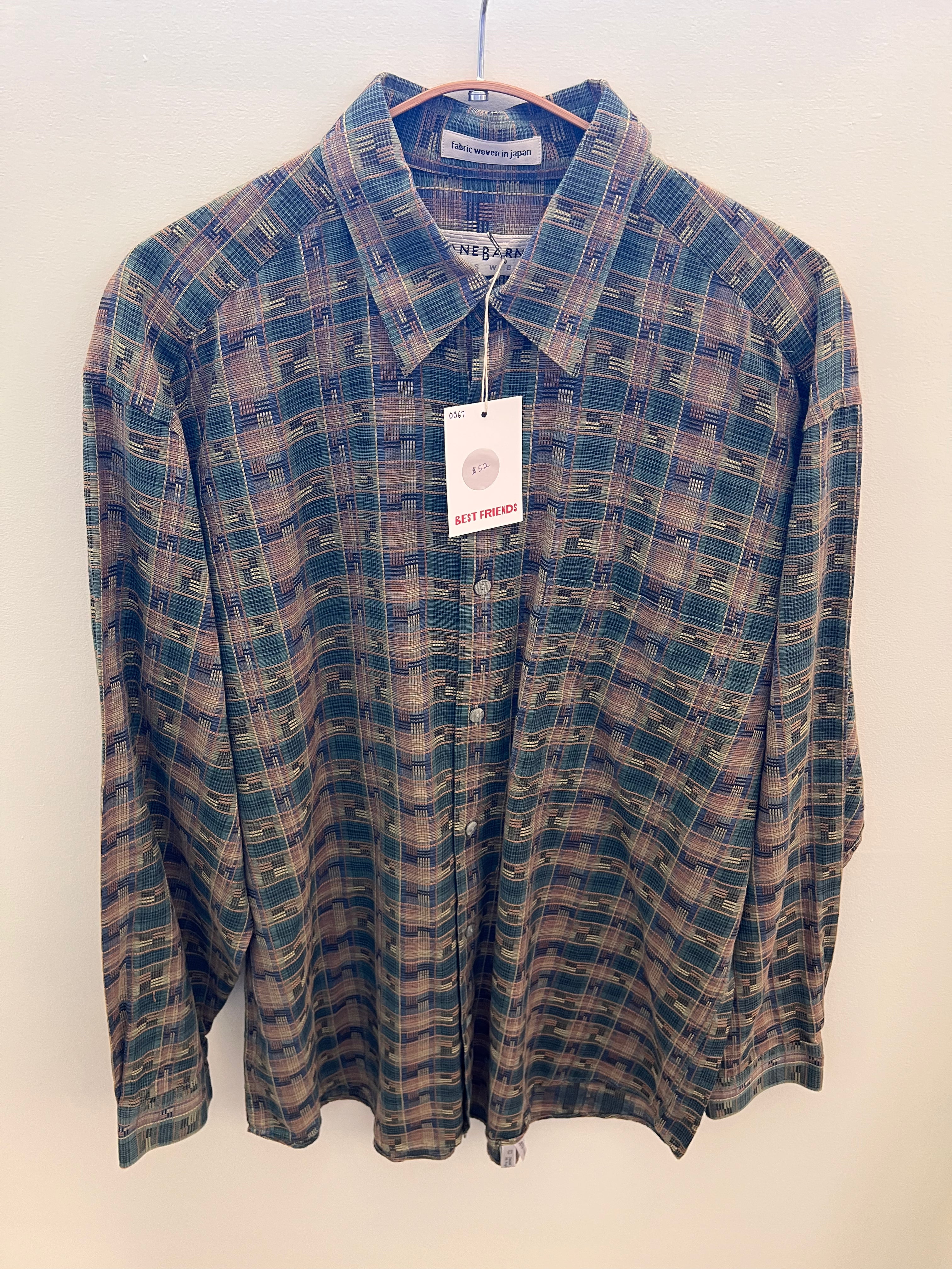 Green japanese textured shirt