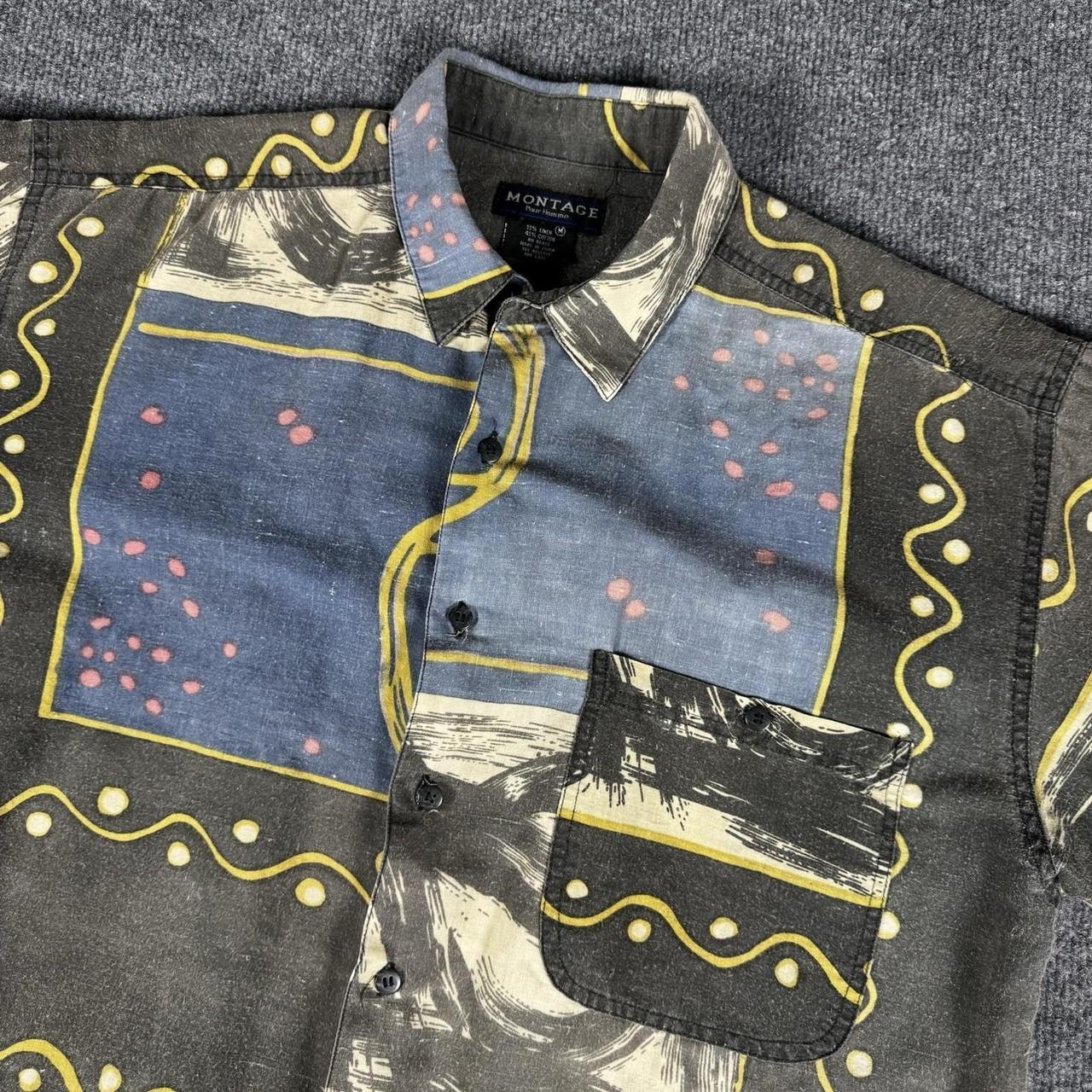 Montage Pattern Short Sleeve Button Up