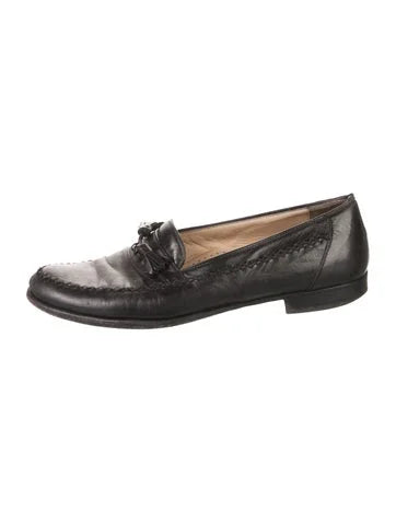 Bally Leather Tassel Accents Dress Loafers